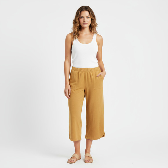 Pure Jill Pants Women XL Mustard Elastic Waist Relaxed Fit Cotton Blend Casual - Picture 1 of 10